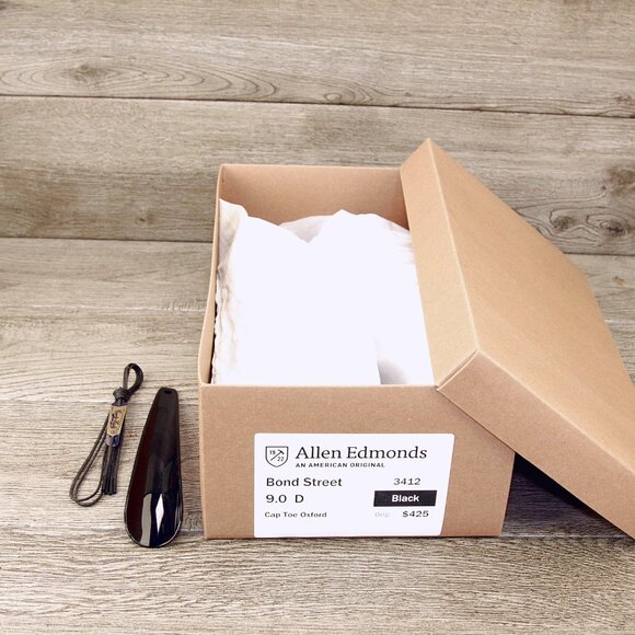 Allen Edmonds BOND STREET Cap Toe Oxford 9 D Black * add $15 new Trees - Picture 10 of 13